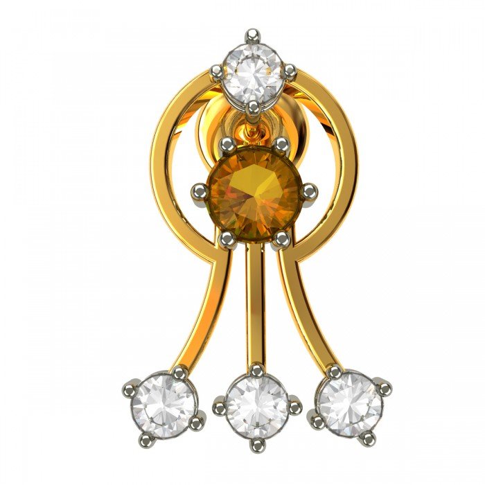 American Diamond Round Citrine Stud Earrings