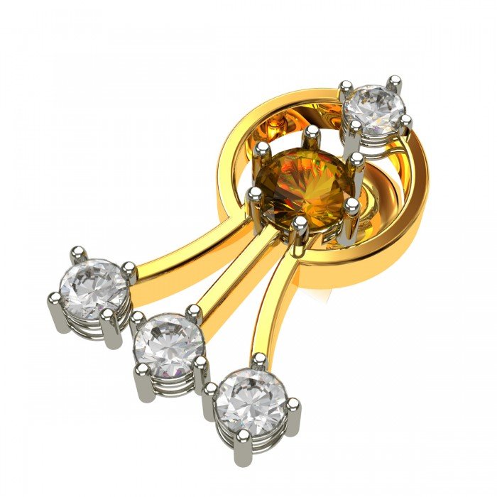 American Diamond Round Citrine Stud Earrings