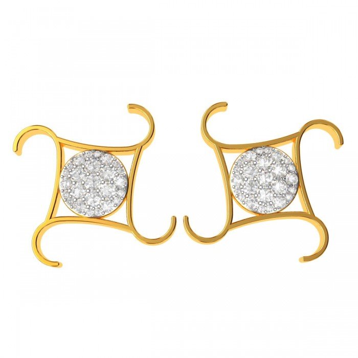 Gold Square American Diamond Earring