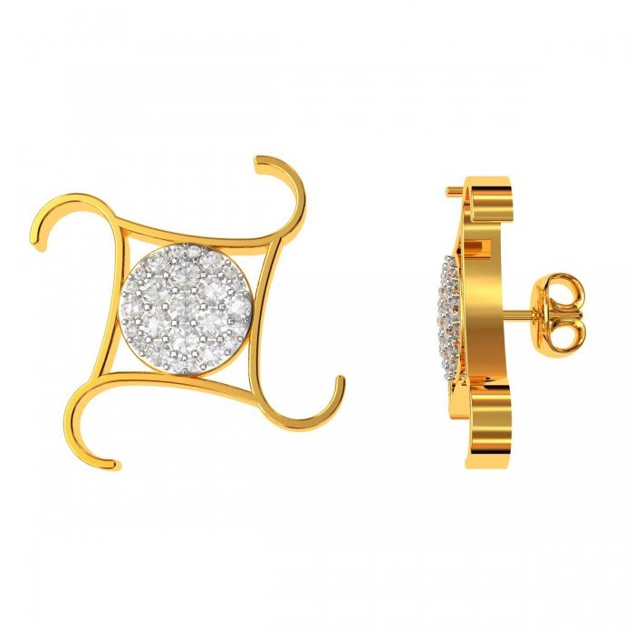 Gold Square American Diamond Earring