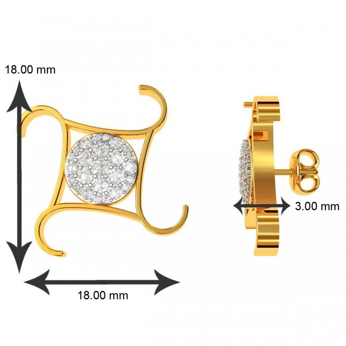 Gold Square American Diamond Earring