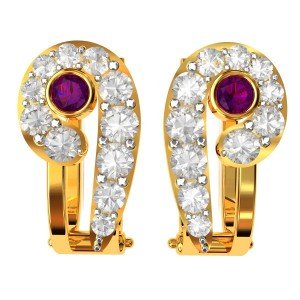 Amethyst American Diamond Hoop Earring