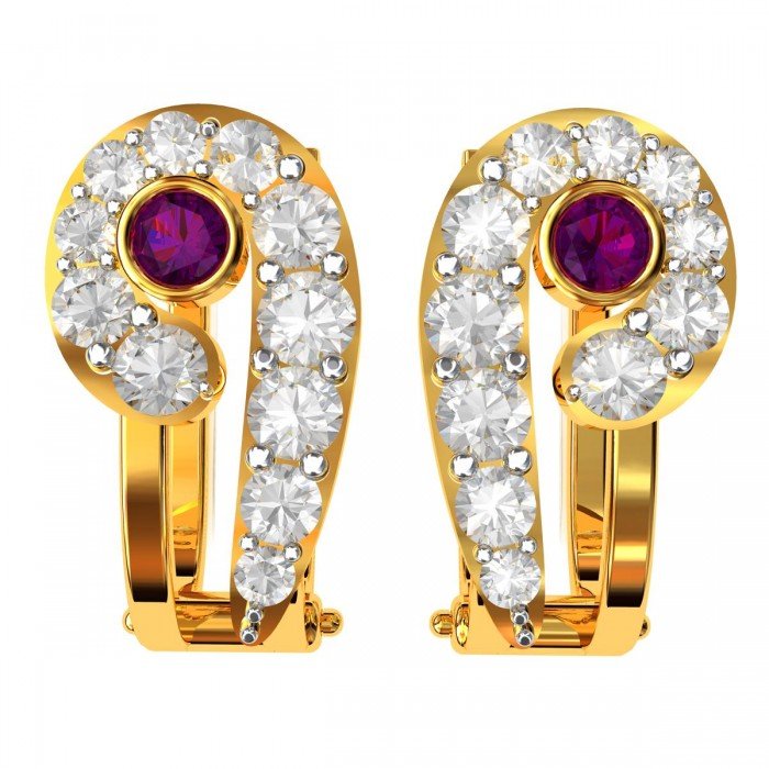 Amethyst American Diamond Hoop Earring