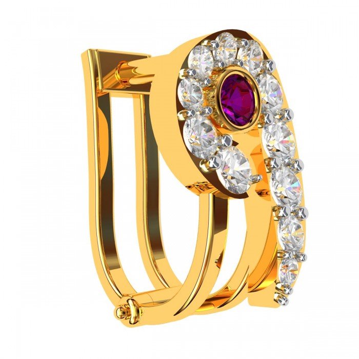 Amethyst American Diamond Hoop Earring