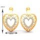 American Diamond Heart Earrings Yellow Gold