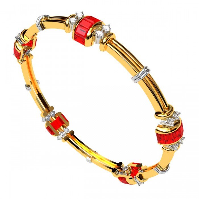 Ruby Baguette Diamond Bangle