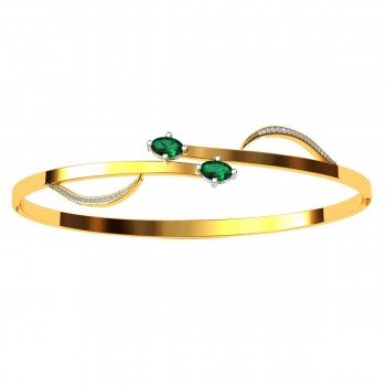 Green Emerald with Diamond Bracelet