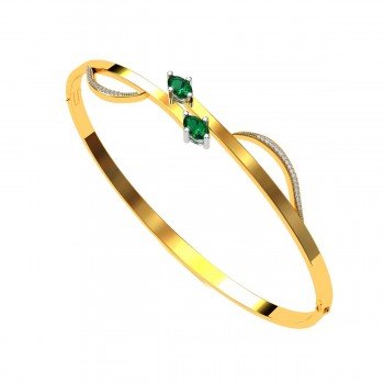 Green Emerald with Diamond Bracelet