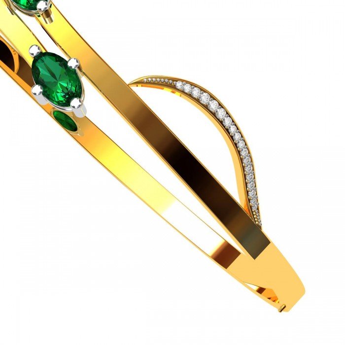 Green Emerald with Diamond Bracelet