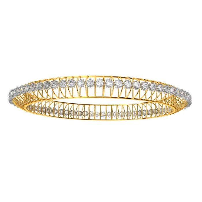 Single Line Bangle, 18K White Gold Bracelet, Natural Diamond Bracelets |  White gold bracelet, Diamond bracelets, Yellow gold bracelet