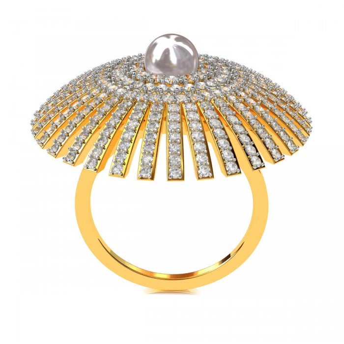 American Diamond Pearl Cocktail Ring