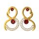 Garnet American Diamond Gold Earring