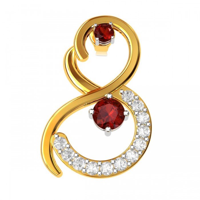 Garnet American Diamond Gold Earring