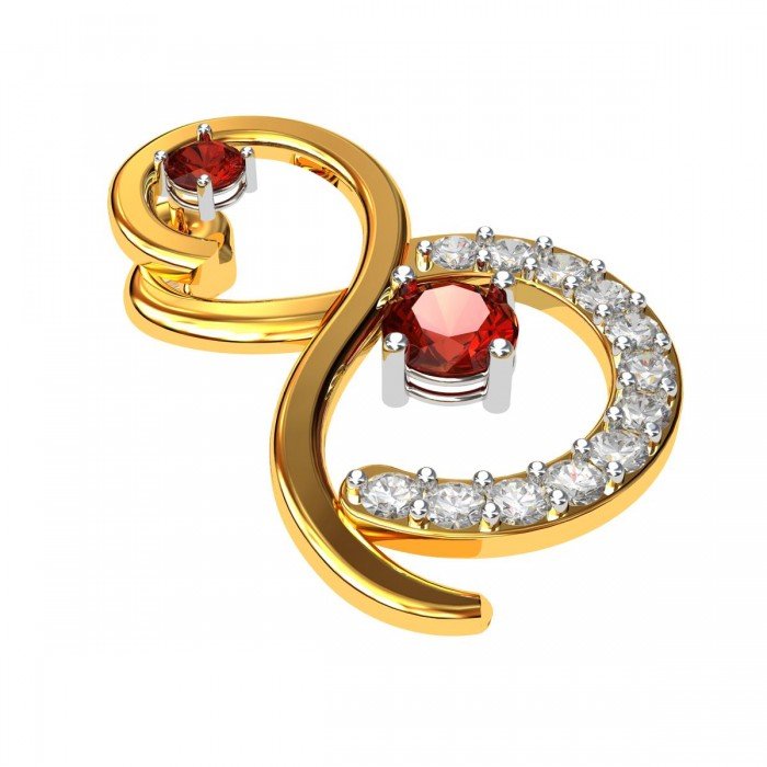 Garnet American Diamond Gold Earring