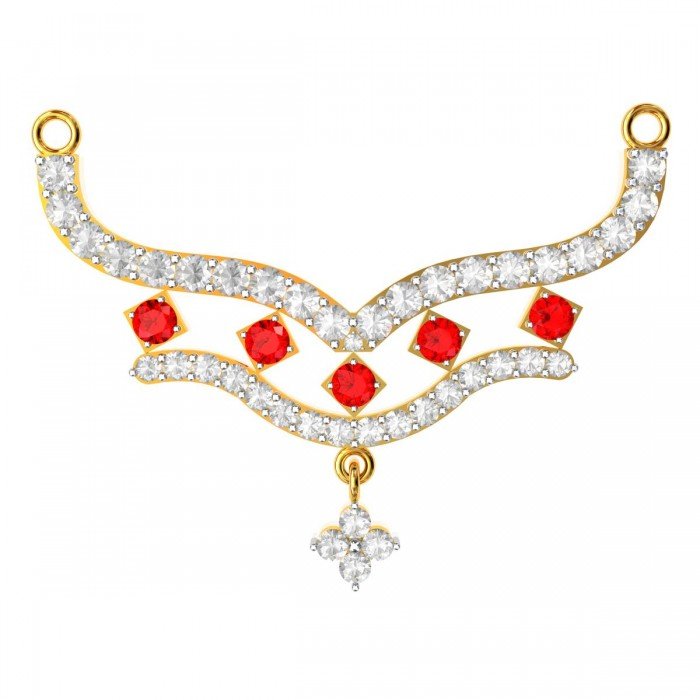 American Diamond Ruby Mangalsutra