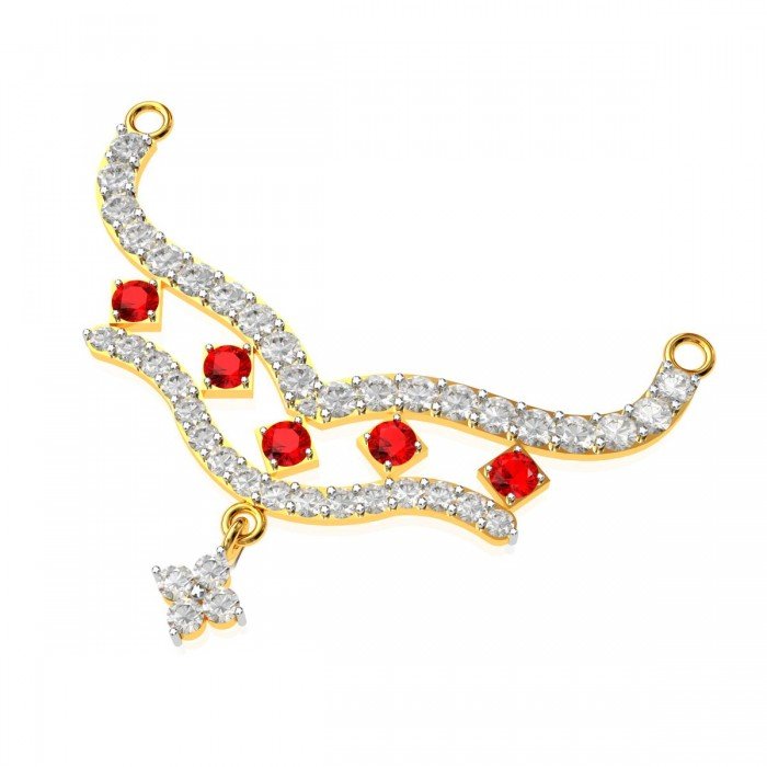 American Diamond Ruby Mangalsutra