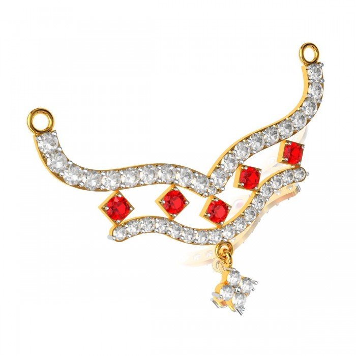 American Diamond Ruby Mangalsutra