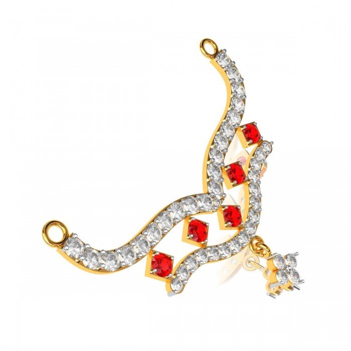 American Diamond Ruby Mangalsutra