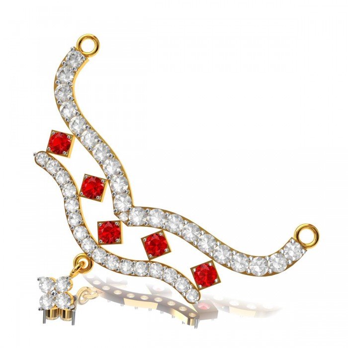 American Diamond Ruby Mangalsutra