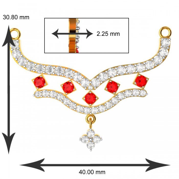 American Diamond Ruby Mangalsutra