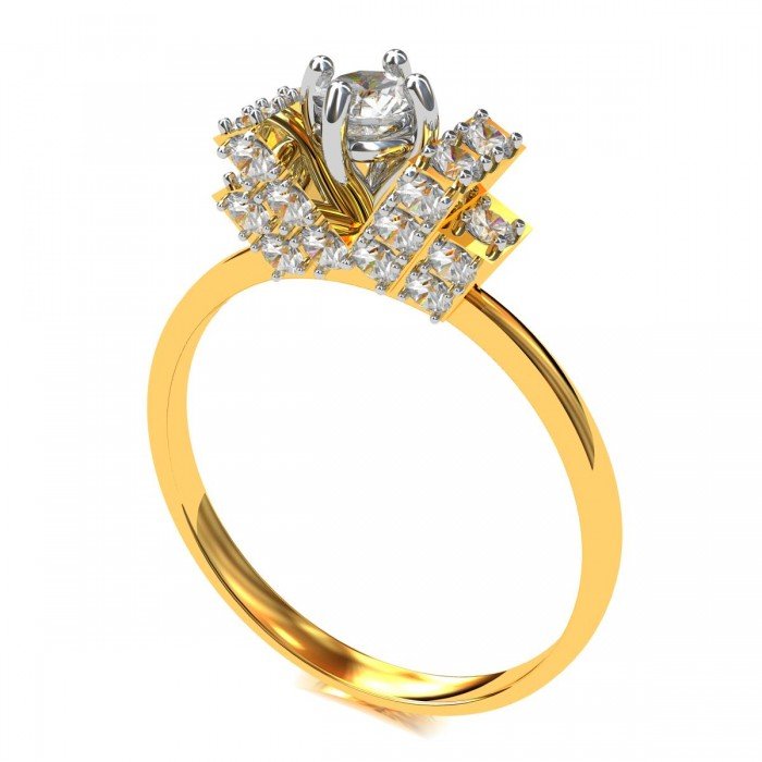 Gold Solitaire American Diamond Ring