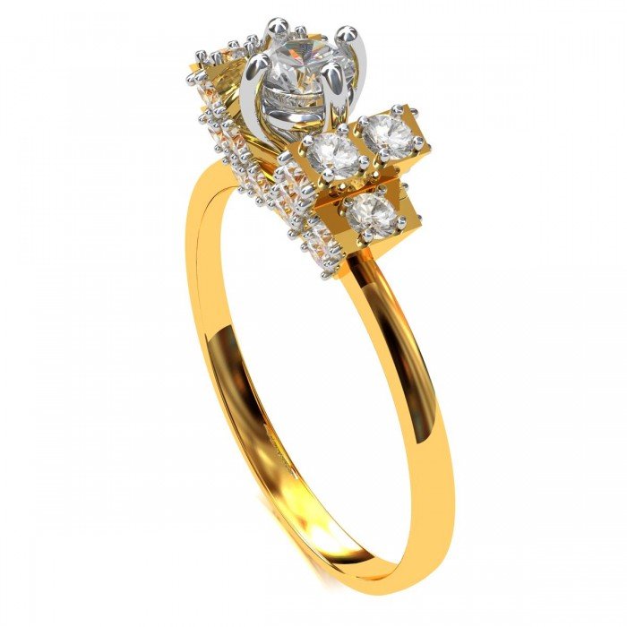 Gold Solitaire American Diamond Ring