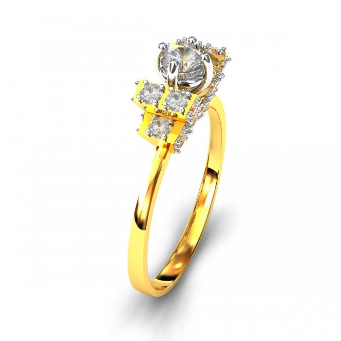 Gold Solitaire American Diamond Ring