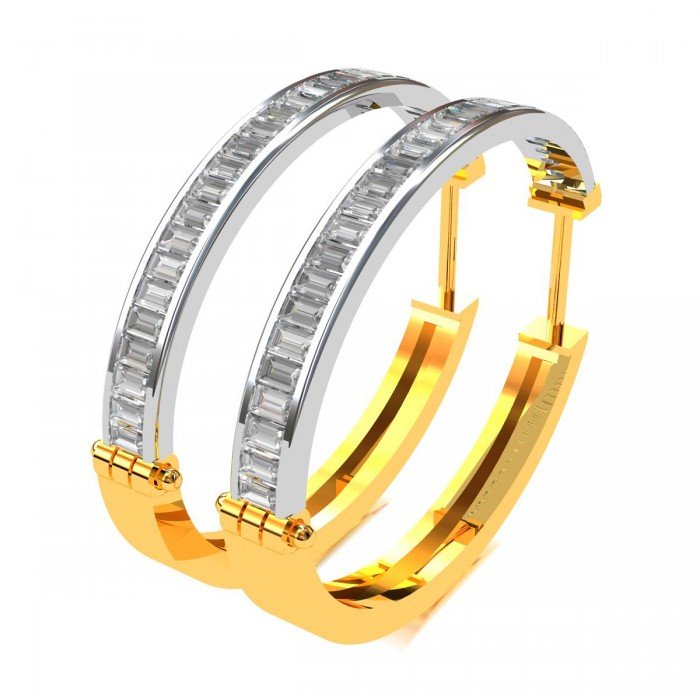 American Diamond Baguette Hoop Earring