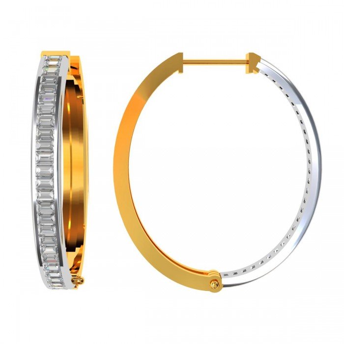 American Diamond Baguette Hoop Earring