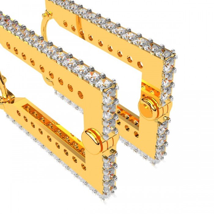 American Diamond Hoop Square Earring