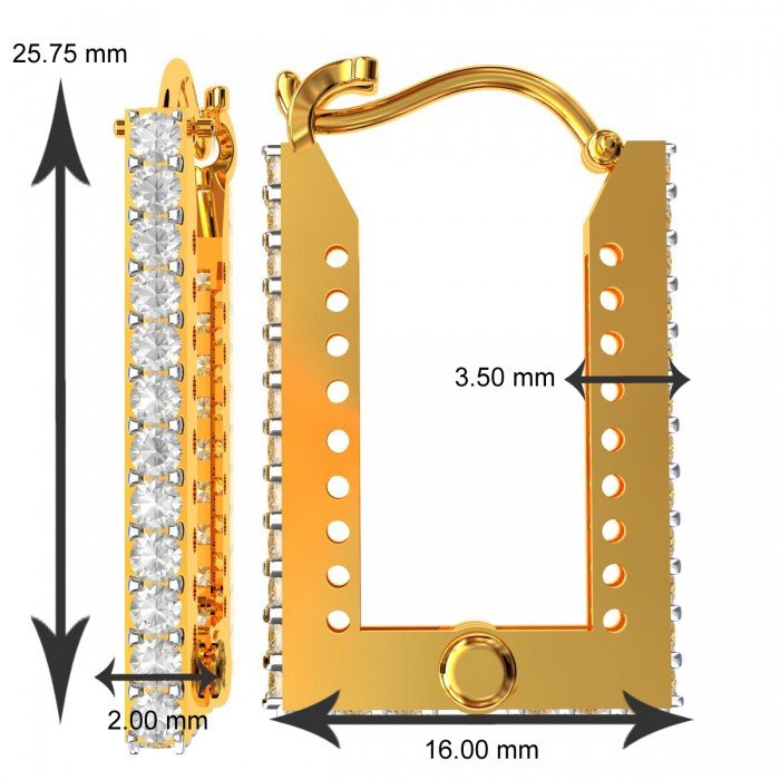 American Diamond Hoop Square Earring