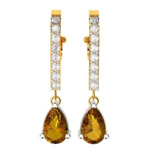 Citrine Drop American Diamond Earring