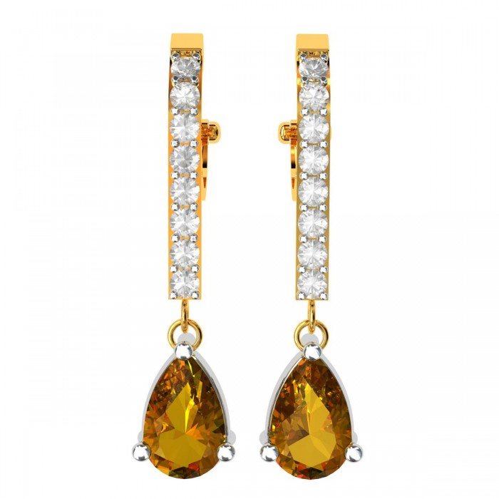 Citrine Drop American Diamond Earring