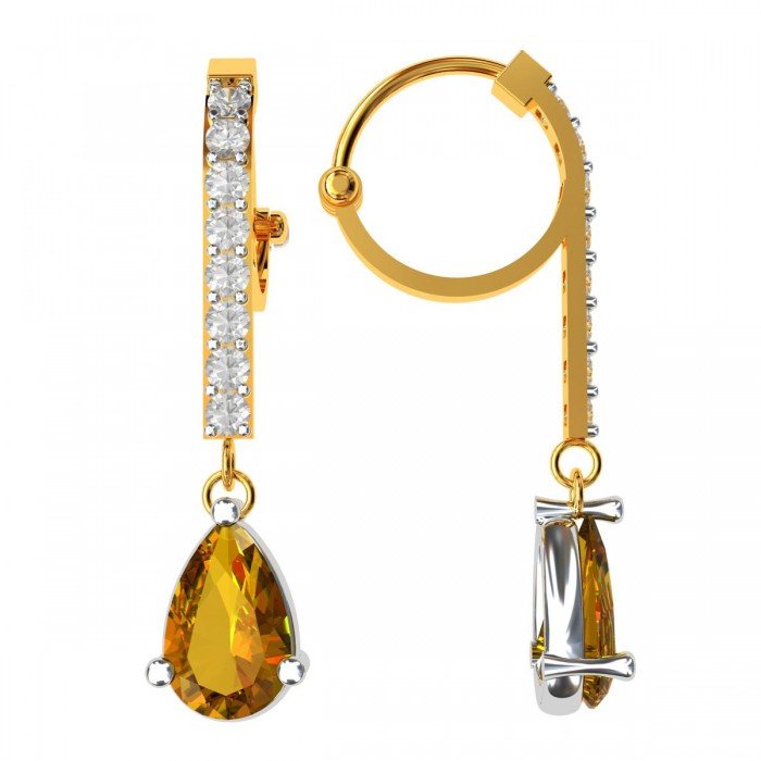 Citrine Drop American Diamond Earring