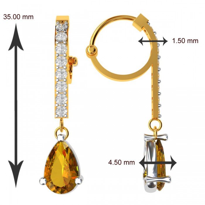 Citrine Drop American Diamond Earring