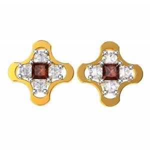 American Diamond Square Garnet Earring