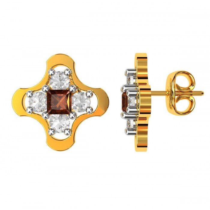 American Diamond Square Garnet Earring