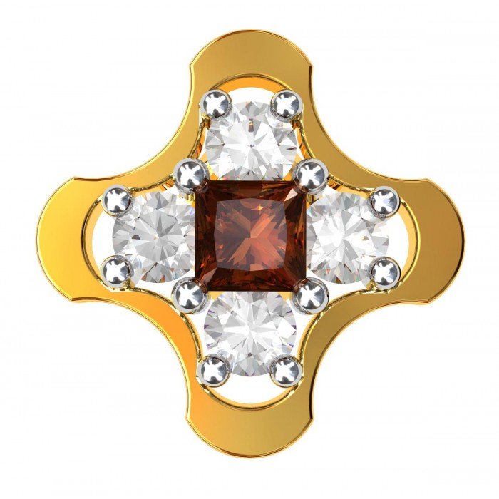 American Diamond Square Garnet Earring