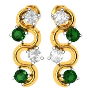 American Diamond Emerald Double Earring