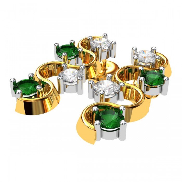 American Diamond Emerald Double Earring