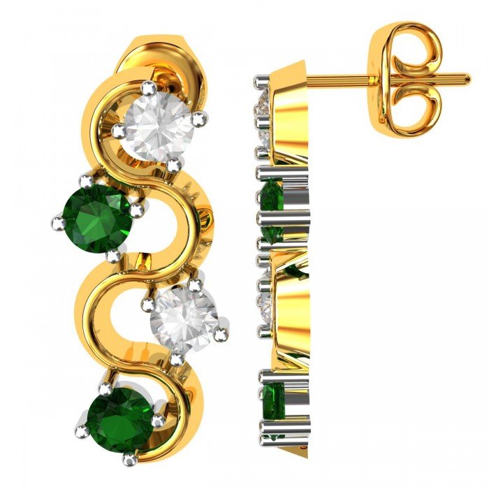 American Diamond Emerald Double Earring