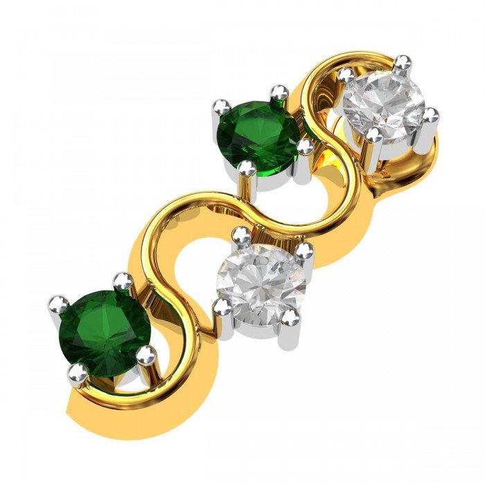 American Diamond Emerald Double Earring