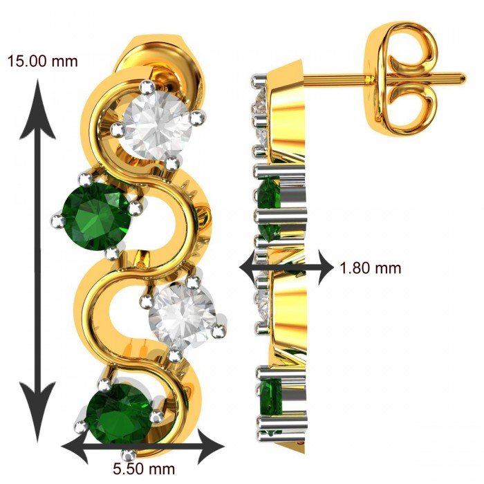 American Diamond Emerald Double Earring