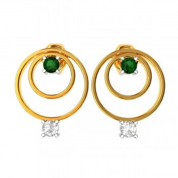 American Diamond Emerald Circular Earring