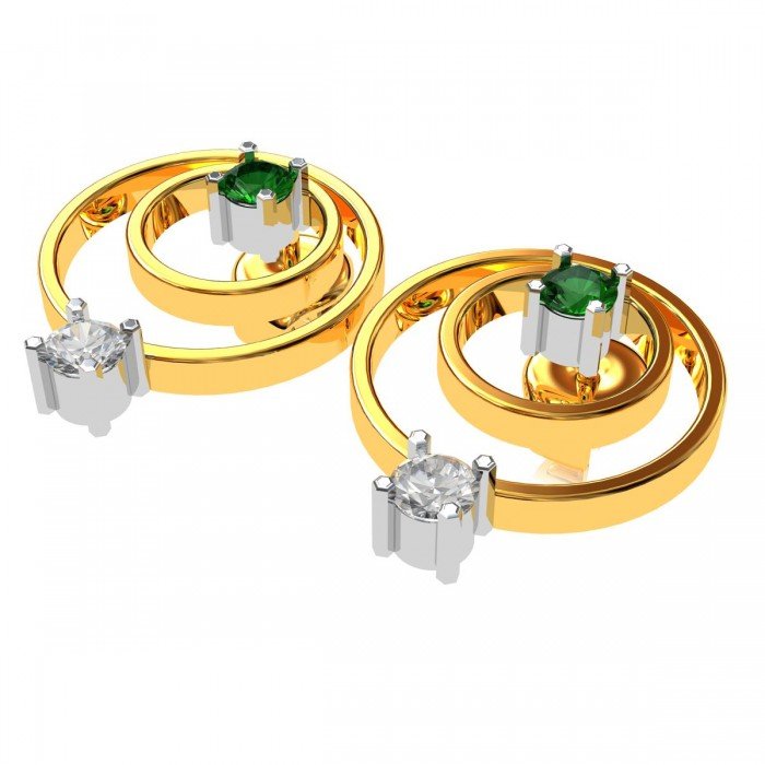 American Diamond Emerald Circular Earring