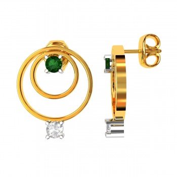 American Diamond Emerald Circular Earring