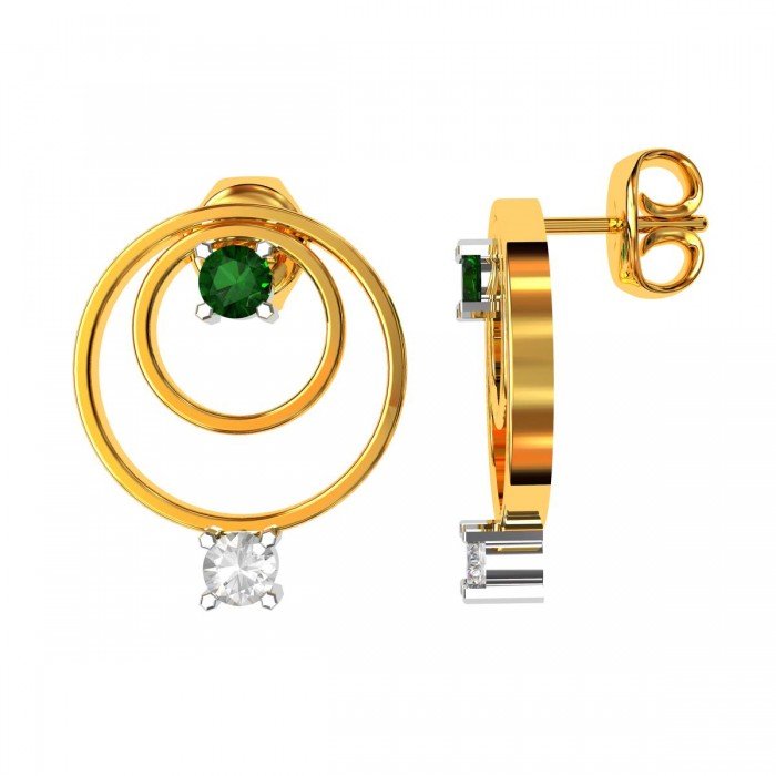 American Diamond Emerald Circular Earring