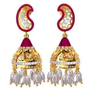 Enamel Jhumka Earrings