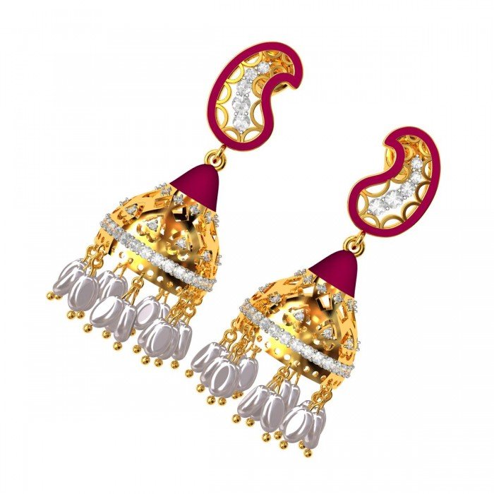 Enamel Jhumka Earrings
