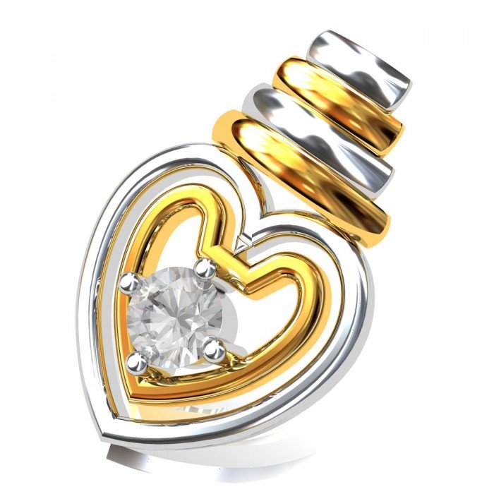 Bar Solitaire Heart Pendant